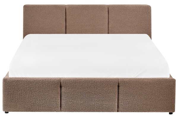 Postel s úložným prostorem BOUSSE Buklé Taupe 140 x 200 cm
