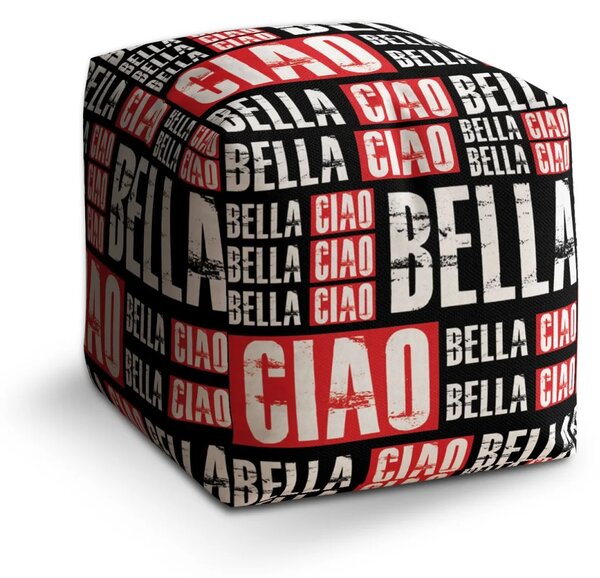 Sablio Taburet Cube La Casa de Papel Professor or Bella Ciao motiv 2 - 40x40x40 cm