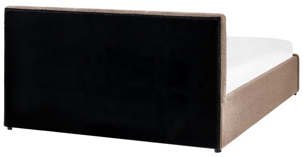 Postel s úložným prostorem BOUSSE Buklé Taupe 140 x 200 cm