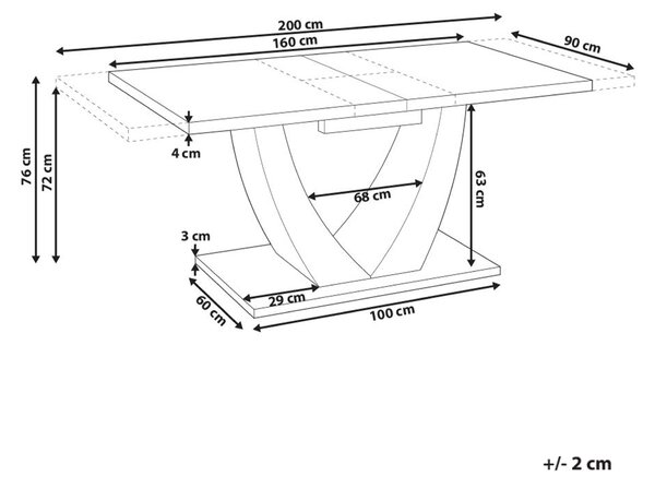 Rozkládací jídelní stůl MERRAN Světle béžová 160/200 cm 90 cm