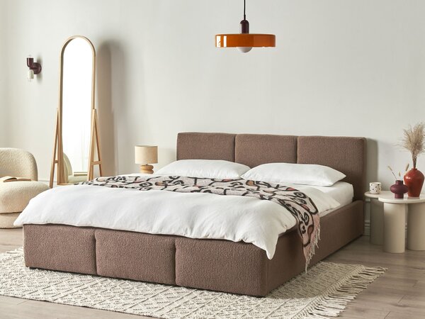 Postel s úložným prostorem BOUSSE Buklé Taupe 160 x 200 cm