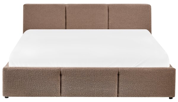 Postel s úložným prostorem BOUSSE Buklé Taupe 160 x 200 cm