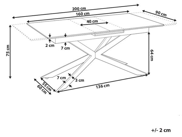 Jídelní stůl FINLEY Světle hnědá 160/200 cm 90 cm