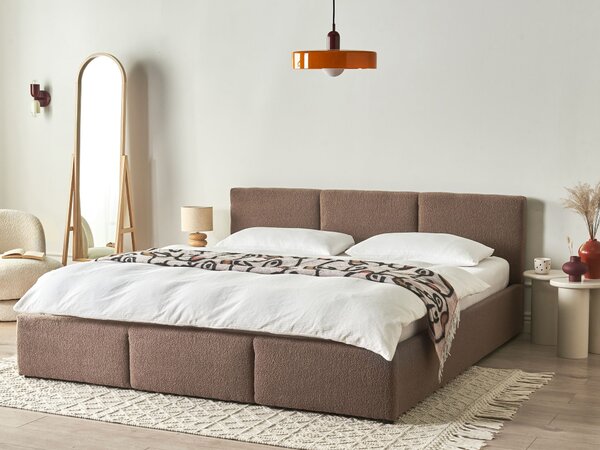 Postel s úložným prostorem BOUSSE Buklé Taupe 180 x 200 cm