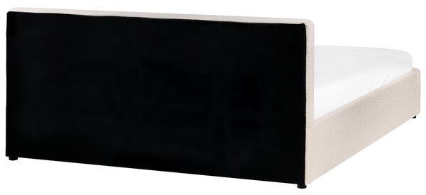 Postel s úložným prostorem Buklé BOUSSE 160 x 200 cm Krémově bílá