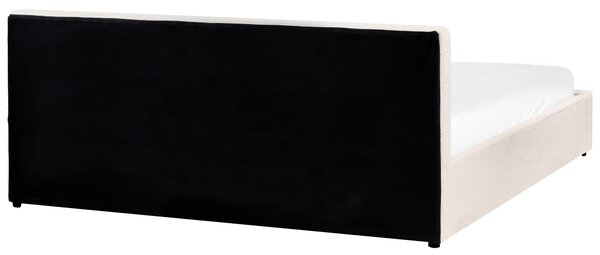 Postel s úložným prostorem BOUSSE Buklé Krémově bílá 180 x 200 cm