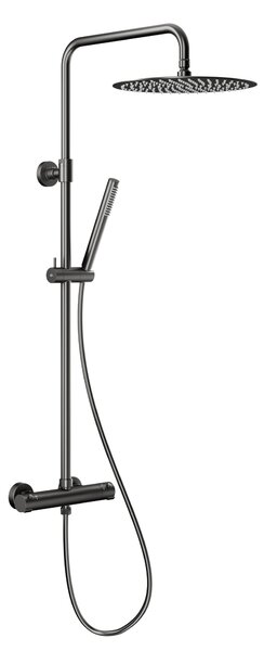 KFA Armatura Moza Gun Metal Grey sprchová sada na stěnu s termostatem s dešťovou sprchou grafitová 5736-920-61