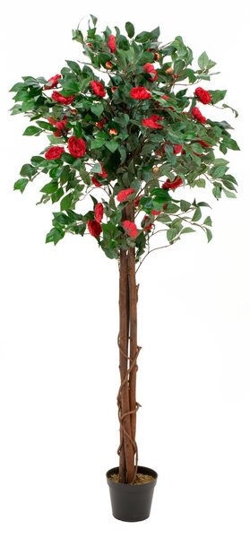 Umělý strom Camélie s červenými květy, 180 cm