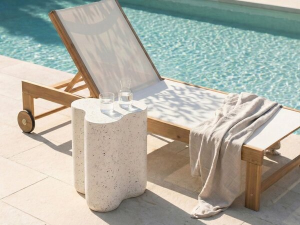 Odkládací stolek TELLARO 32 cm 37 cm Terrazzo efekt Bílé terrazzo