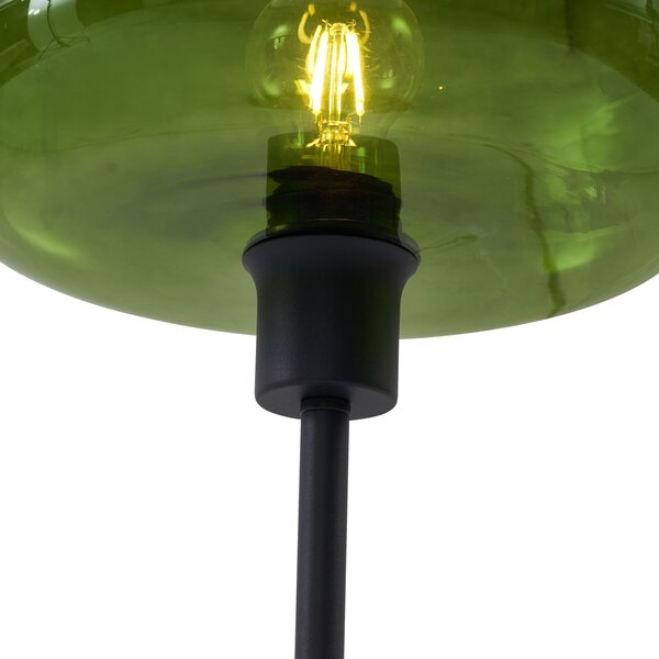 Retro stojací lampa černá se zeleným sklem - Bizle
