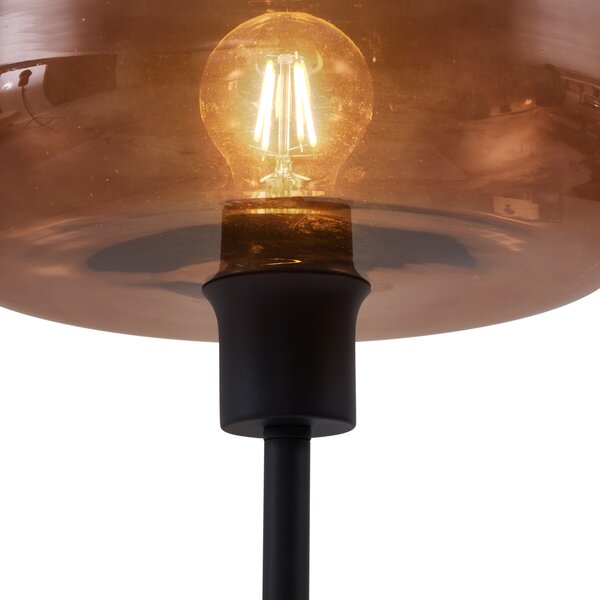 Retro stojací lampa černá s bronzovým sklem - Bizle