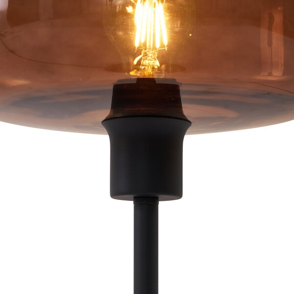 Retro stolní lampa černá s bronzovým sklem - Bizle