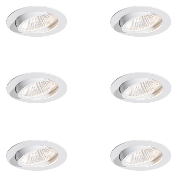 Sada 6 zapuštěných bodových svítidel bílá 9,5 cm vč. LED 1300 lm stmívatelná IP65 - Gaius