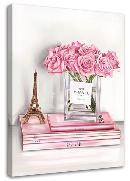 Obraz na plátně Růže ve váze Chanel Rozměry: 40 x 60 cm