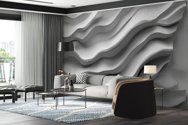 Fototapeta Bílý povrch se zvlněnými liniemi, 3D fototapety, Populární fototapety, w02233 - Tapeko.co.cz