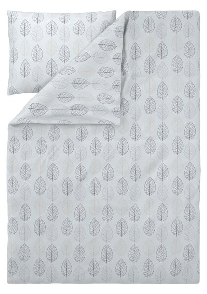 Livarno® Ložní povlečení z jemného flanelu, 140 x 200 cm, 70 x 90 cm (listy/bílá) (100396477001)