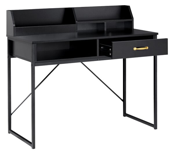 Psací stůl s regálem ZYRA 110 cm 50 cm Černá