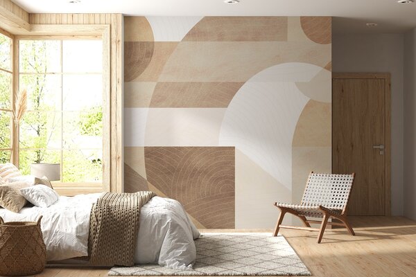Fototapety Moderní geometrie s abstraktními tvary, texturované detaily v béžových a hnědých tónech, Fototapety Vzory, w02140 : uwalls.cz