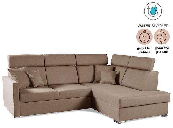 Sedací souprava SLIM XL | 238x180 | PRAVÁ | rozkládací + úlož. prostor | 05 hnědá WATER BLOCKED