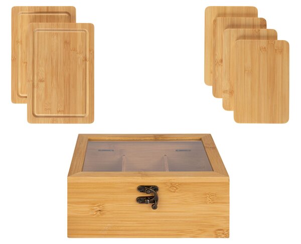 ERNESTO Sada kuchyňských bambusových prkének / Bambusový box na čaj (100358032)