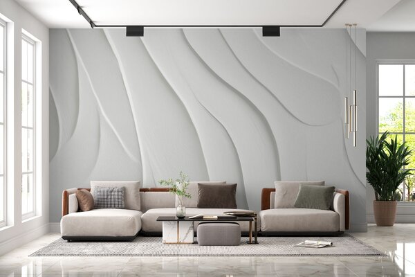 Fototapeta Bílý povrch se zvlněnými liniemi, 3D fototapety, Populární fototapety, w02298 - Tapeko.co.cz