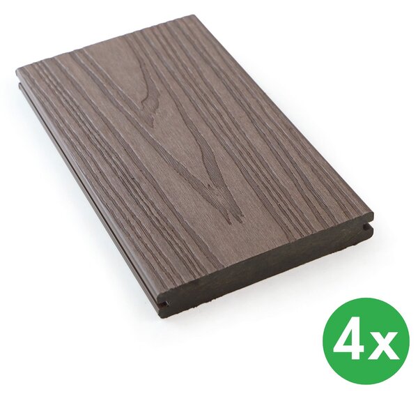 Terasová prkna WPC koextrudovaná, plný profil, 140 x 23 x 2850 mm, 4 ks, rosewood