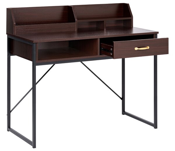 Psací stůl s regálem ZYRA 110 cm 50 cm Tmavě hnědá