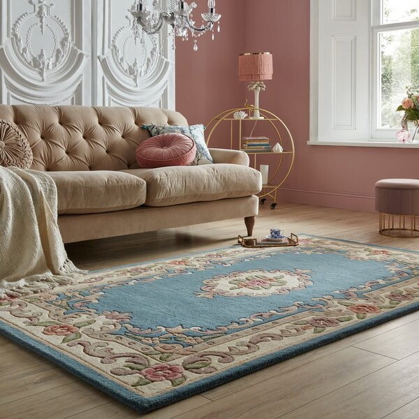 Modrý vlněný koberec Flair Rugs Aubusson, 75 x 150 cm