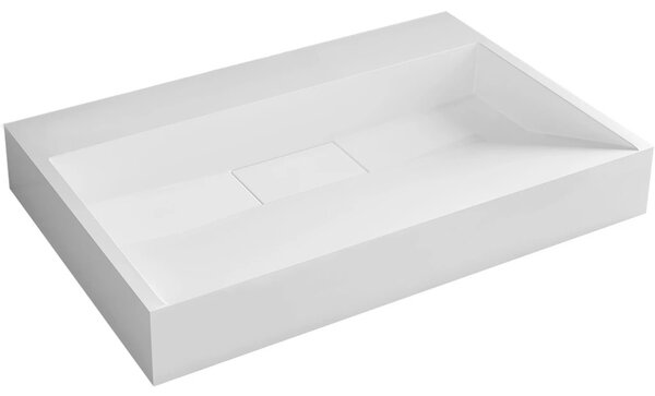 Umyvadlo z litého mramoru Vita - nástěnné i na desku - bílá lesklá - 60x37 cm