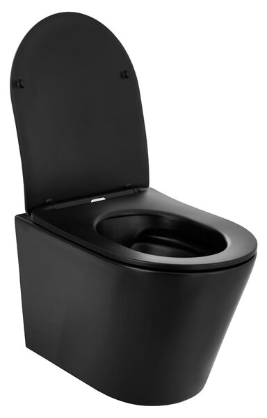 Gamma MUT-201, závěsná WC mísa 490x360x370 mm, Rimless + WC sedátko z duroplastu, černá matná, GMA-MUT201BK