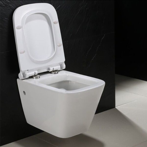 Rea Ryan Rimless Slim, závěsná WC mísa, bílá, REA-C7400