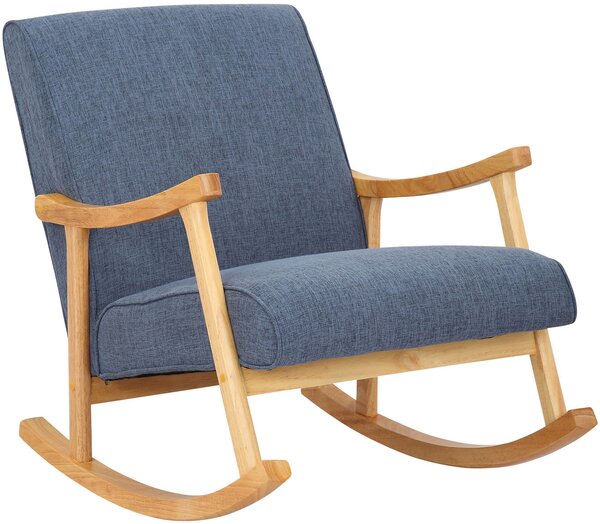 Houpací křeslo židle Morelia ~ látka, dřevěné nohy natura - Modrá