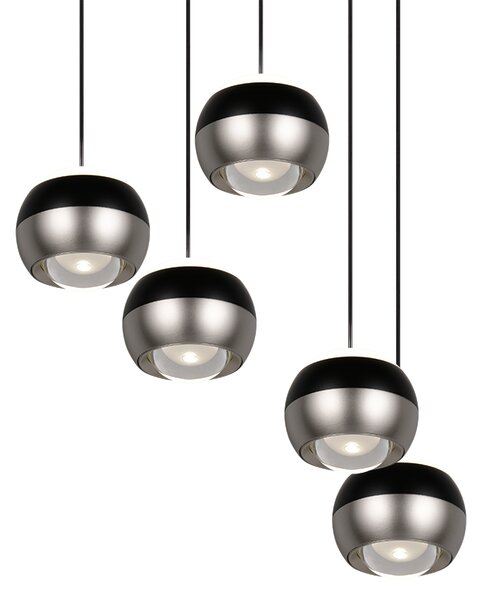 TRIO SELECT 344430507 ORBIT závěsné svítidlo D300mm SMD LED 5x8W/5x960lm 2300+3000+4000K černá, nikl matný, schwitchdimmer