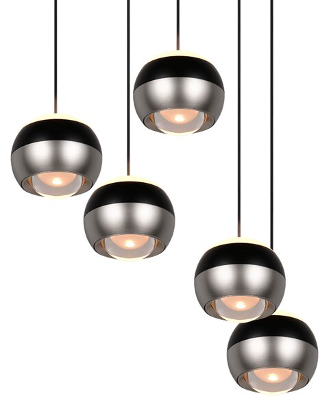TRIO SELECT 344430507 ORBIT závěsné svítidlo D300mm SMD LED 5x8W/5x960lm 2300+3000+4000K černá, nikl matný, schwitchdimmer