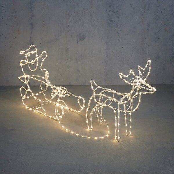 Vánoční stojací lampa Sob se saněmi 176 cm vč. LED s časovačem IP44 - Sori