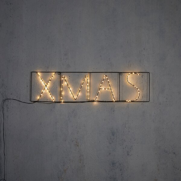 Vánoční nástěnná lampa černá XMAS vč. LED s časovačem IP44 - Yoro