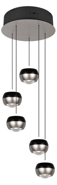 TRIO SELECT 344430507 ORBIT závěsné svítidlo D300mm SMD LED 5x8W/5x960lm 2300+3000+4000K černá, nikl matný, schwitchdimmer