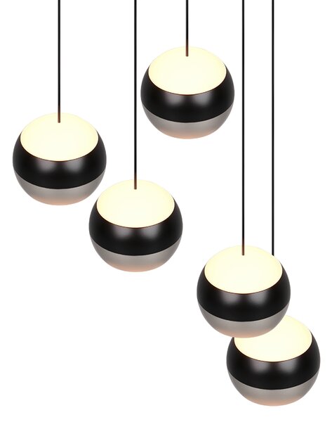TRIO SELECT 344430507 ORBIT závěsné svítidlo D300mm SMD LED 5x8W/5x960lm 2300+3000+4000K černá, nikl matný, schwitchdimmer