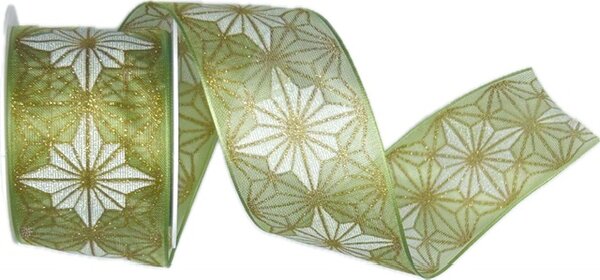 Vánoční stuha organzová Organdy Gala Premium – Olive Gold 40mm x 2m (16,- Kč/m)