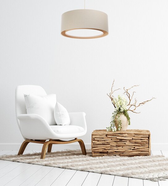 BPS koncept Závěsné svítidlo BOHO, 1xE27, ø 50 cm, v. 20 cm Barva: Bílé dřevo
