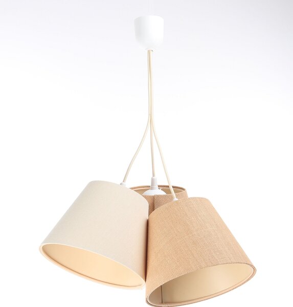 BPS koncept Závěsné svítidlo BOHO, 3xE27, 3x ø 15 cm Barva: Hnědá-bílá