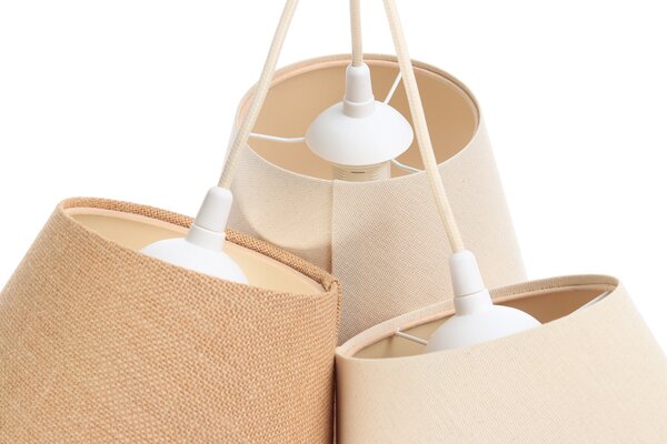 BPS koncept Závěsné svítidlo BOHO, 3xE27, 3x ø 15 cm Barva: Hnědá-bílá