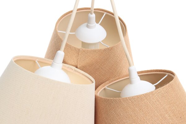 BPS koncept Závěsné svítidlo BOHO, 3xE27, 3x ø 15 cm Barva: Hnědá-bílá