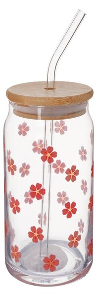 Sklenice s víčkem a brčkem 0,5 l 1 ks