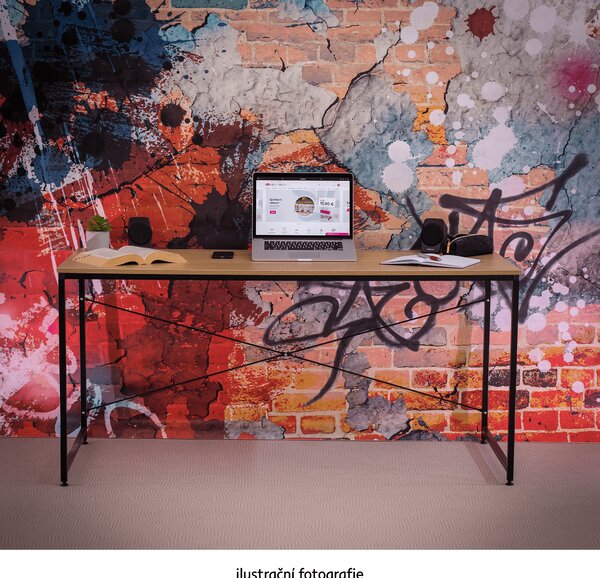 KONDELA Psací stůl, dub/černá, 120x60 cm, MELLORA