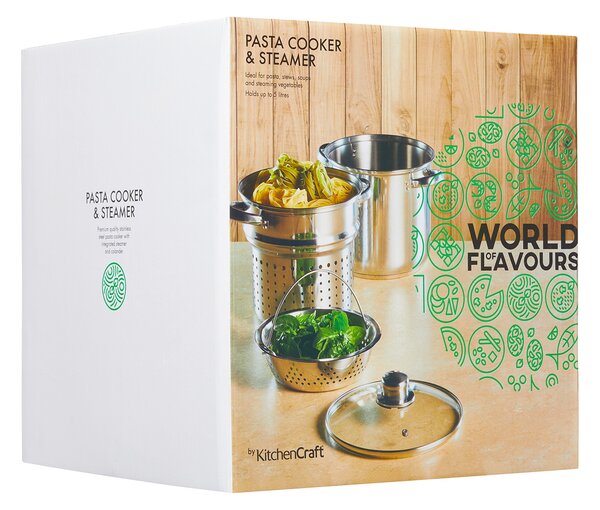Hrnec na těstoviny s vložkou a napařovákem KitchenCraft World of Flavours KCPASTAPOT