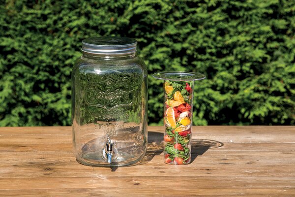 Skleněný dávkovač nápojů s infuzérem KitchenCraft Home Made 7,5 l KCHMGLSJARINF