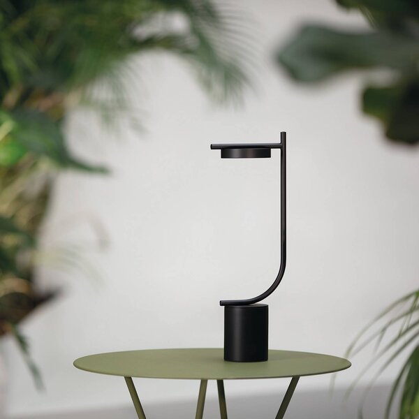 GRUPA LED stolní lampa na akumulátor Igram, černá, 40 cm, IP44, stmívatelný, Černá, Obývací pokoj / jídelna, kov, Design