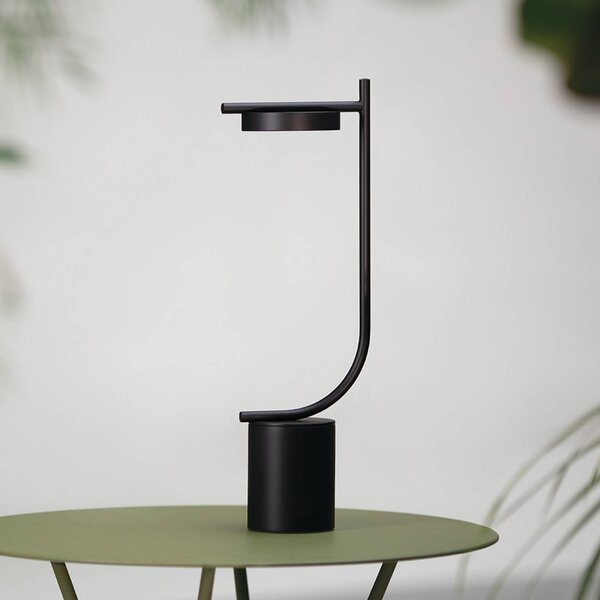 GRUPA LED stolní lampa na akumulátor Igram, černá, 40 cm, IP44, stmívatelný, Černá, Obývací pokoj / jídelna, kov, Design