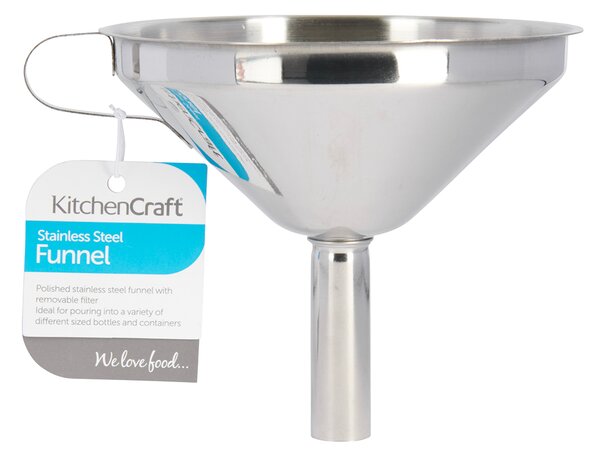 Trychtýř KitchenCraft 13 cm s odnímatelným filtrem KCFUNNELSS